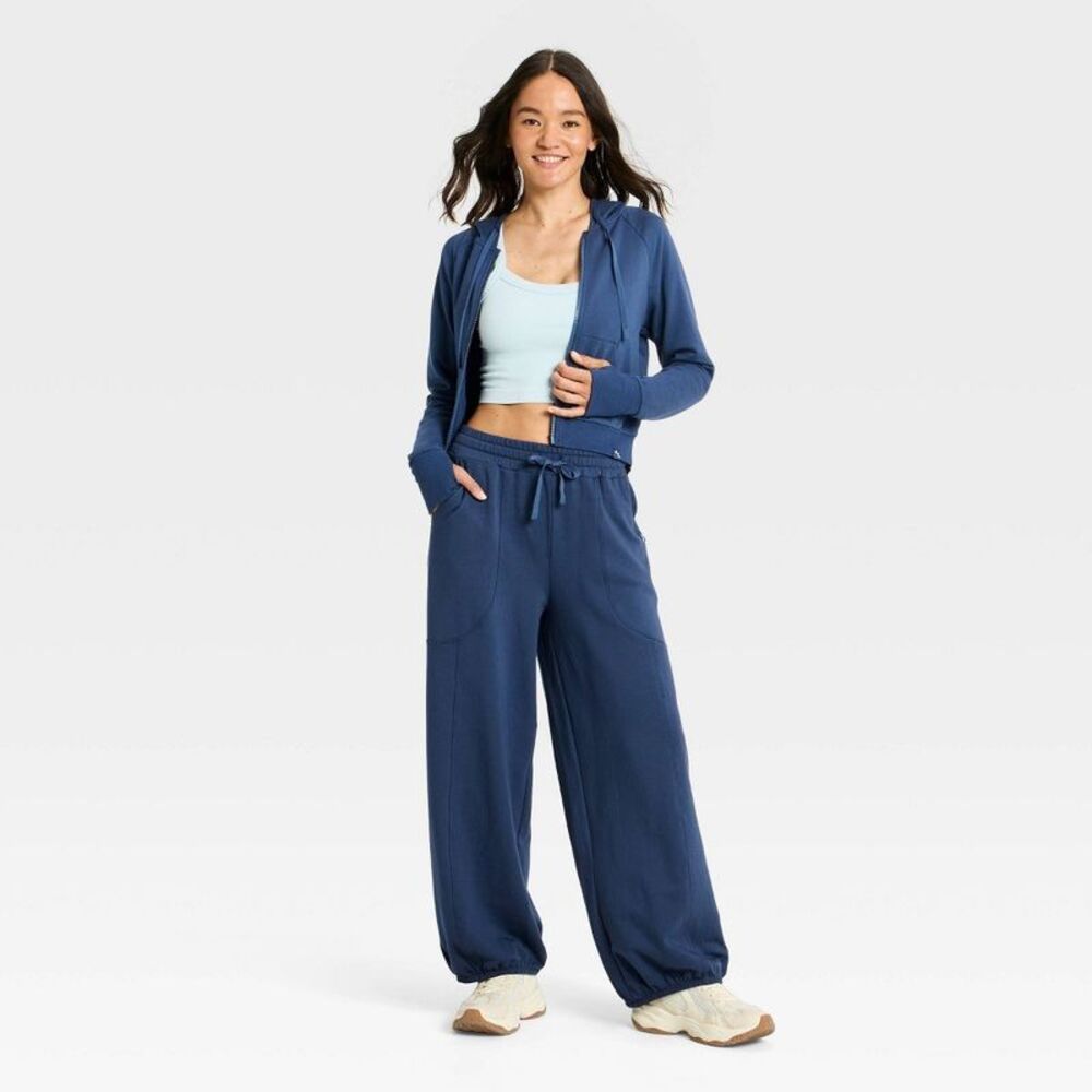 Women's Active Lightweight Fleece Balloon Leg Jogger Pants - JoyLab Blue M - Picture 3 of 3